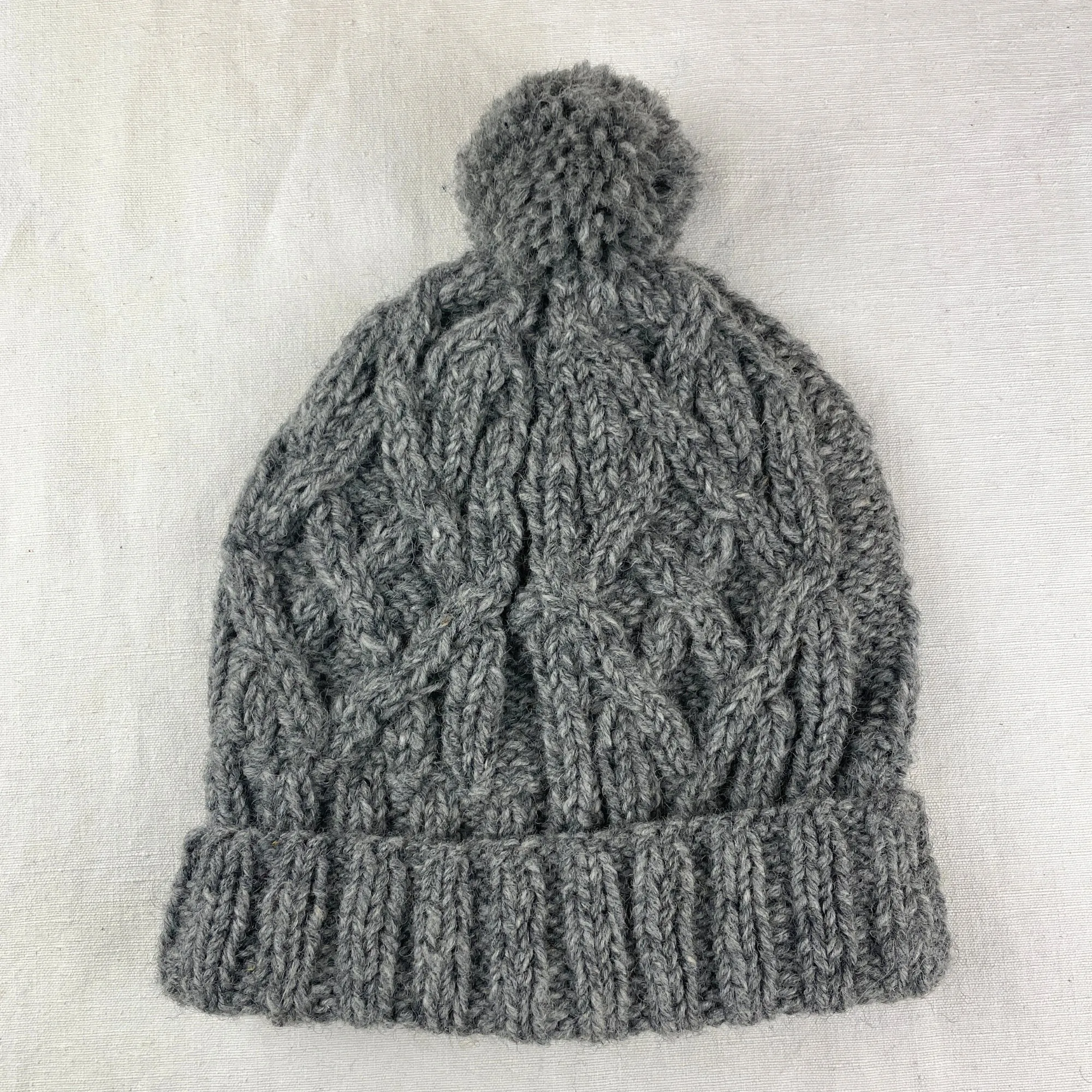 AJAY Unisex Cable Knit Wool Bobble Hat (WS)