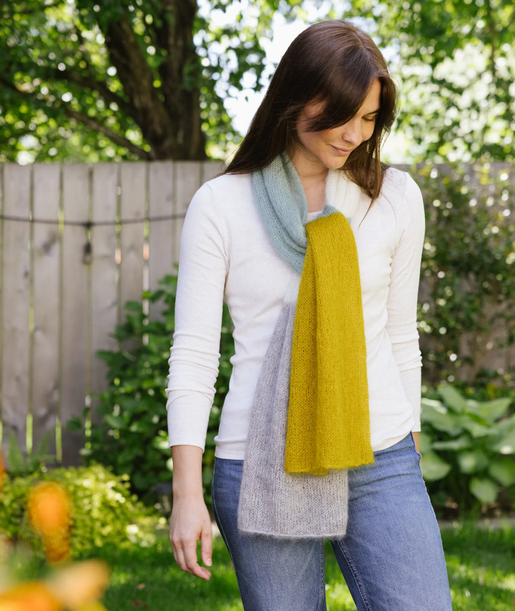 Alexandra's Airplane Scarf: Color-Blocked Version Using Isager Silk Mohair