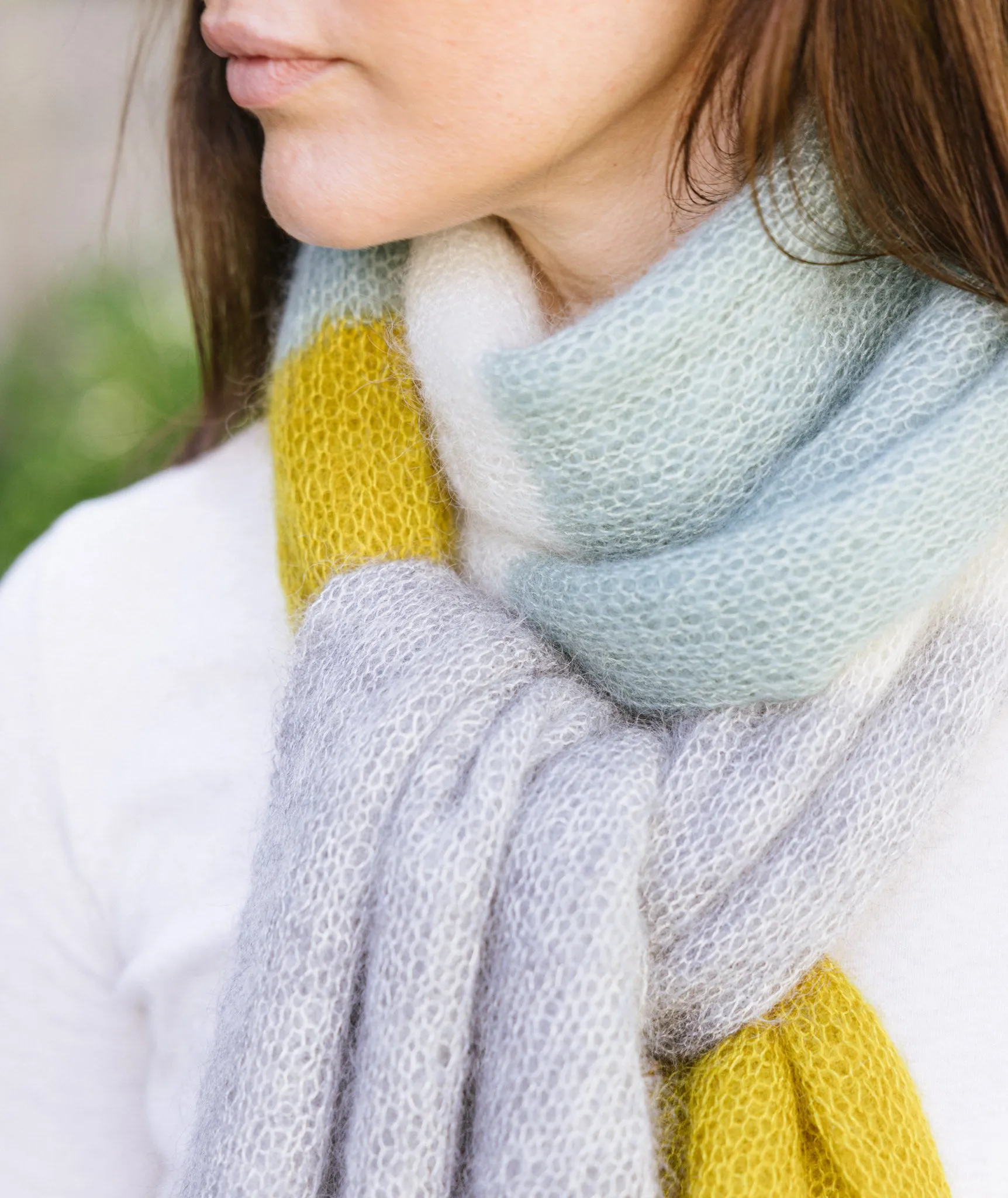 Alexandra's Airplane Scarf: Color-Blocked Version Using Isager Silk Mohair