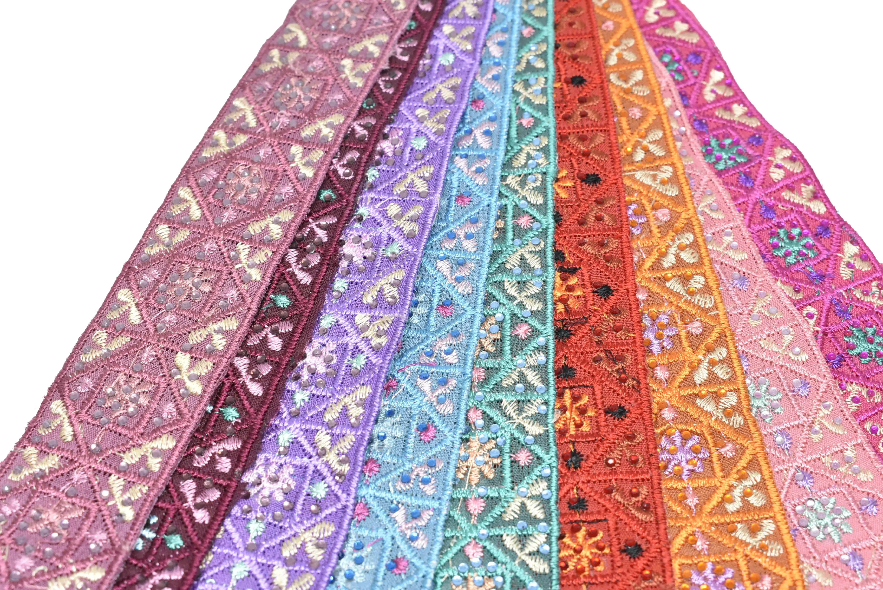 Assorted Colorful Embroidered Indian Trim 1.25" -1 Yard