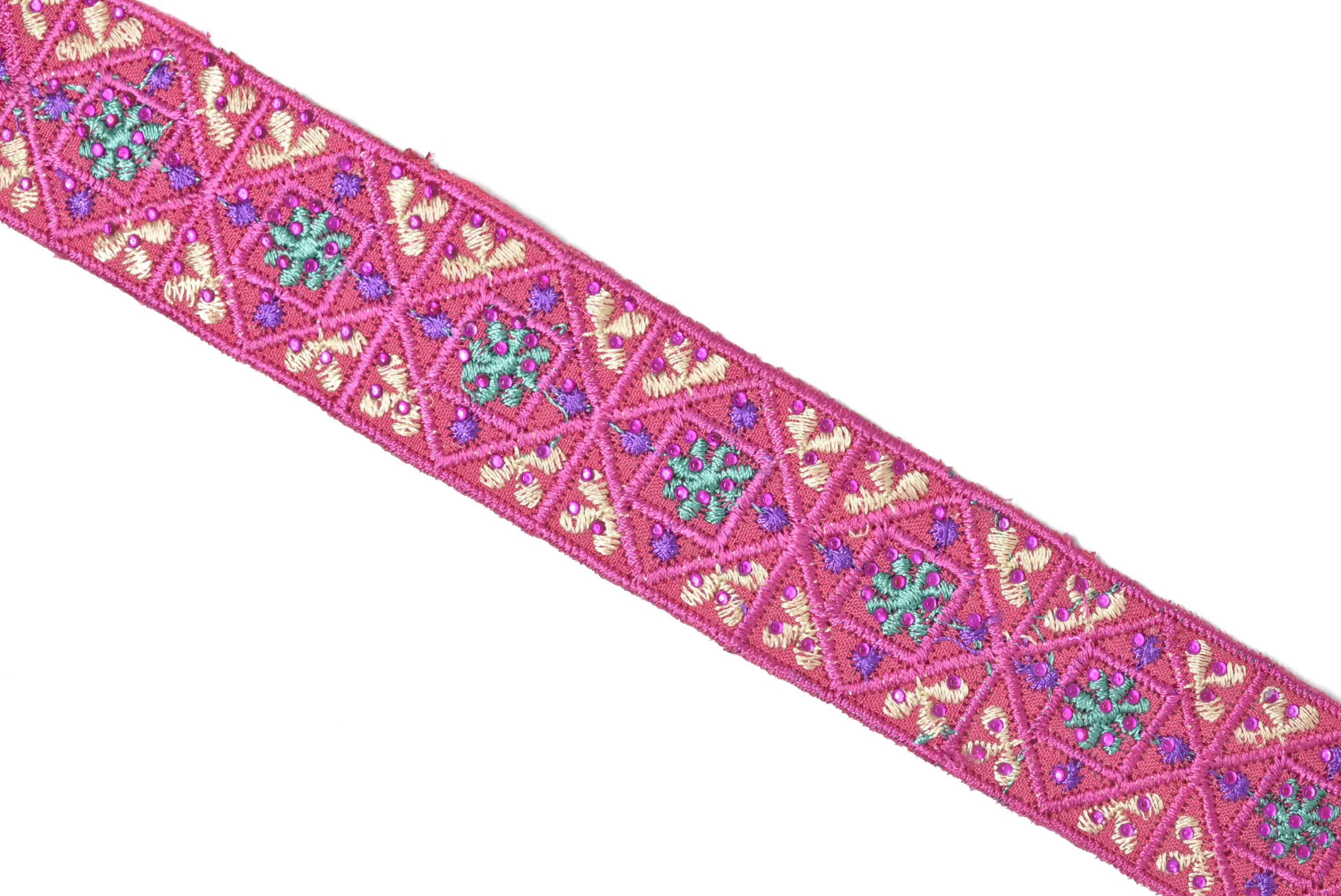 Assorted Colorful Embroidered Indian Trim 1.25" -1 Yard