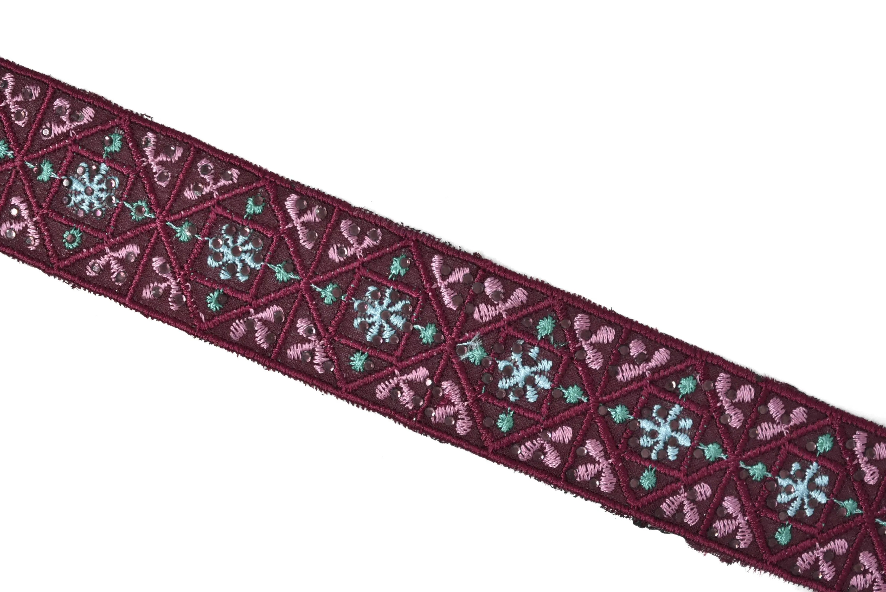 Assorted Colorful Embroidered Indian Trim 1.25" -1 Yard