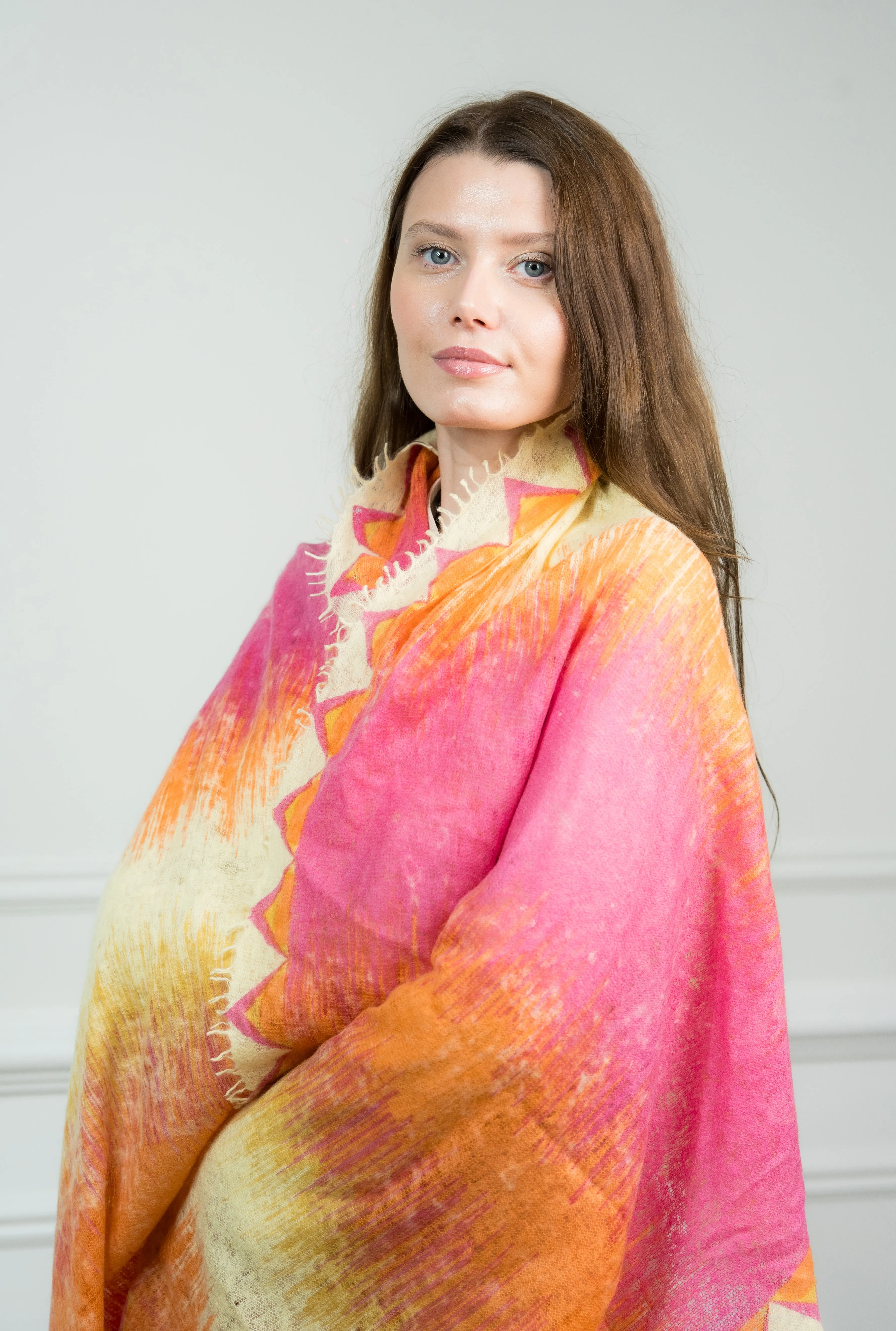 Aztec Hand Felted Cashmere Wrap