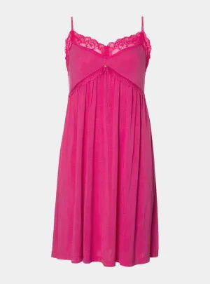 Bamboo Lace Chemise Nightdress in Raspberry