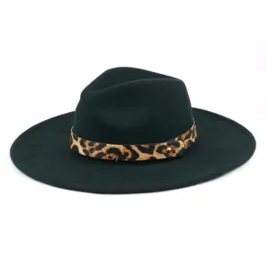 Black Fedora with Cheetah Print Embellished Belt