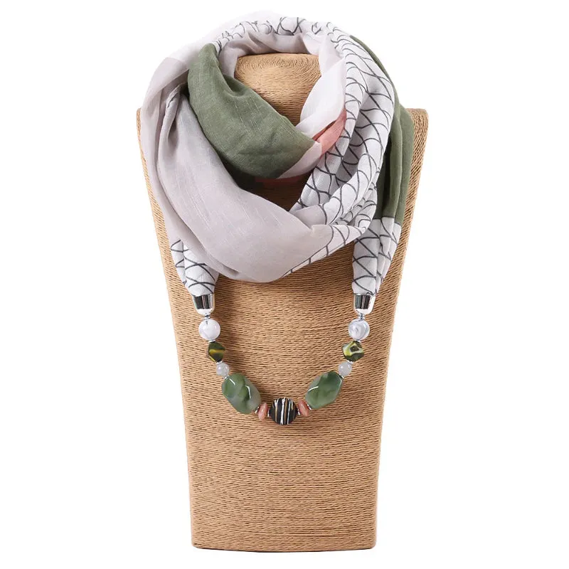 Bohemian Style Wrap Beads Pendant Necklace Scarf