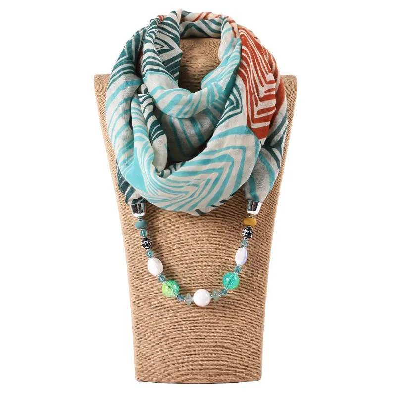 Bohemian Style Wrap Beads Pendant Necklace Scarf