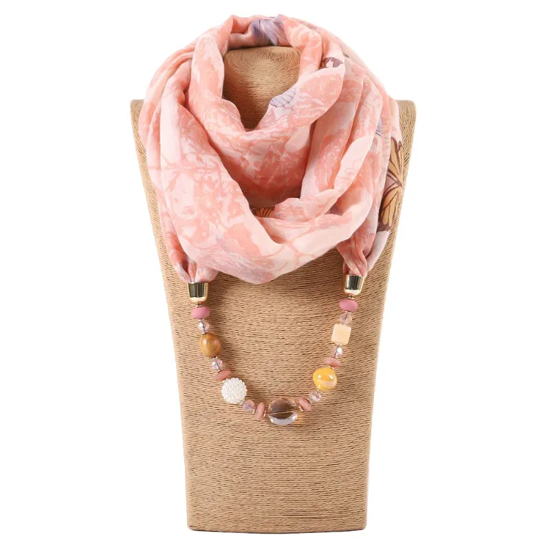 Bohemian Style Wrap Beads Pendant Necklace Scarf