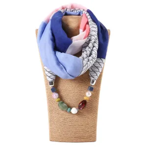 Bohemian Style Wrap Beads Pendant Necklace Scarf