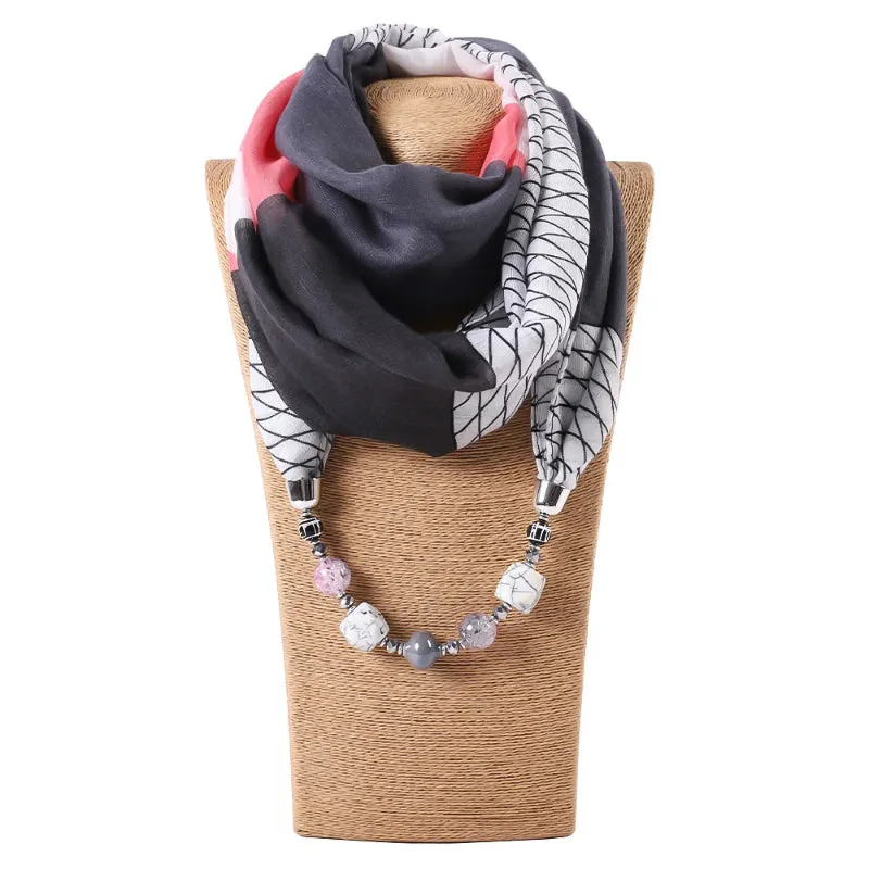 Bohemian Style Wrap Beads Pendant Necklace Scarf