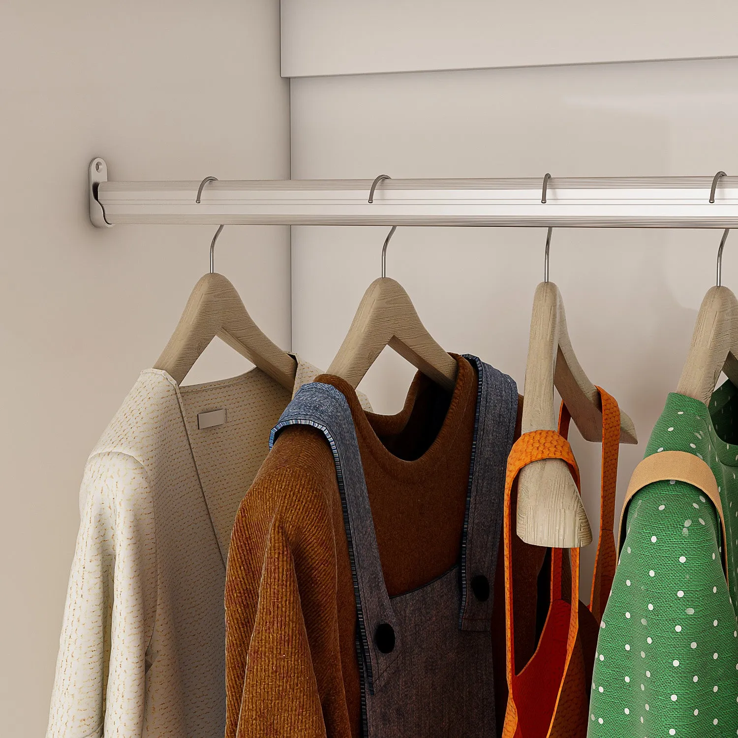 Clothes Closet Storage Cabinet with Metal Handles for Small Spaces