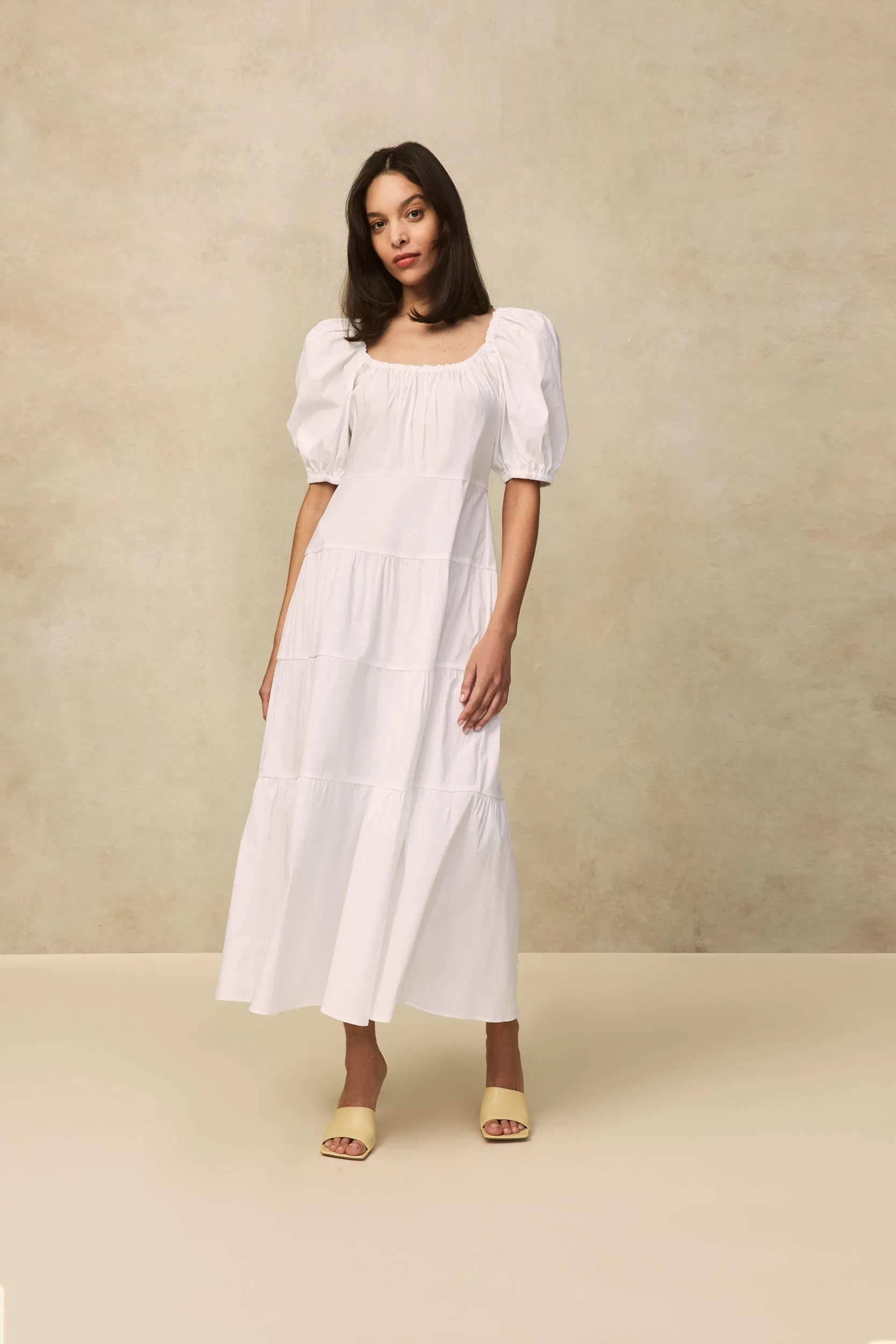 Cotton Poplin Tiered Dress