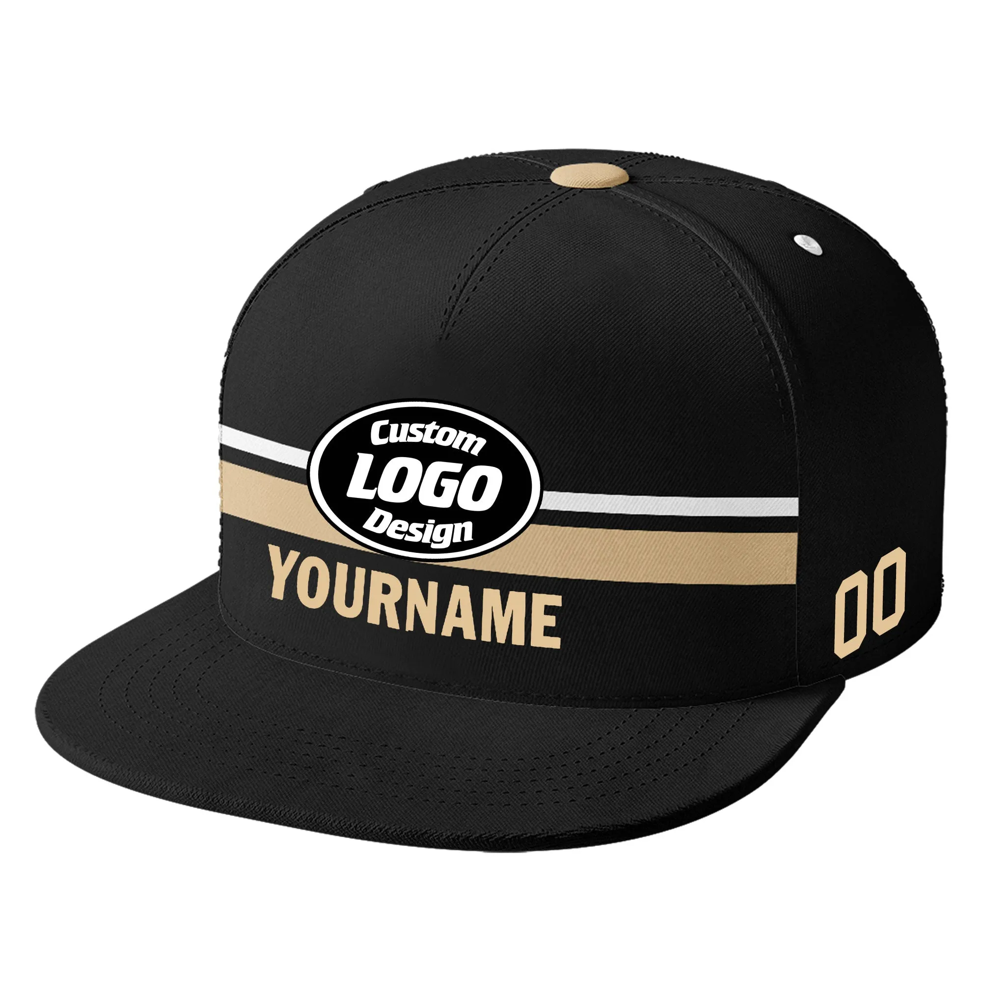 Custom Black New Orleans Hat Sport Design Cap Stitched Adjustable Personalized PR067B-D020262-19