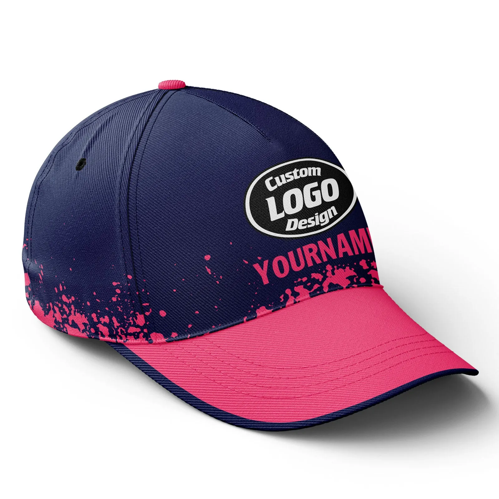 Custom Blue Pink Hat Sport Design Cap Stitched Adjustable Personalized YW061-D020231-1