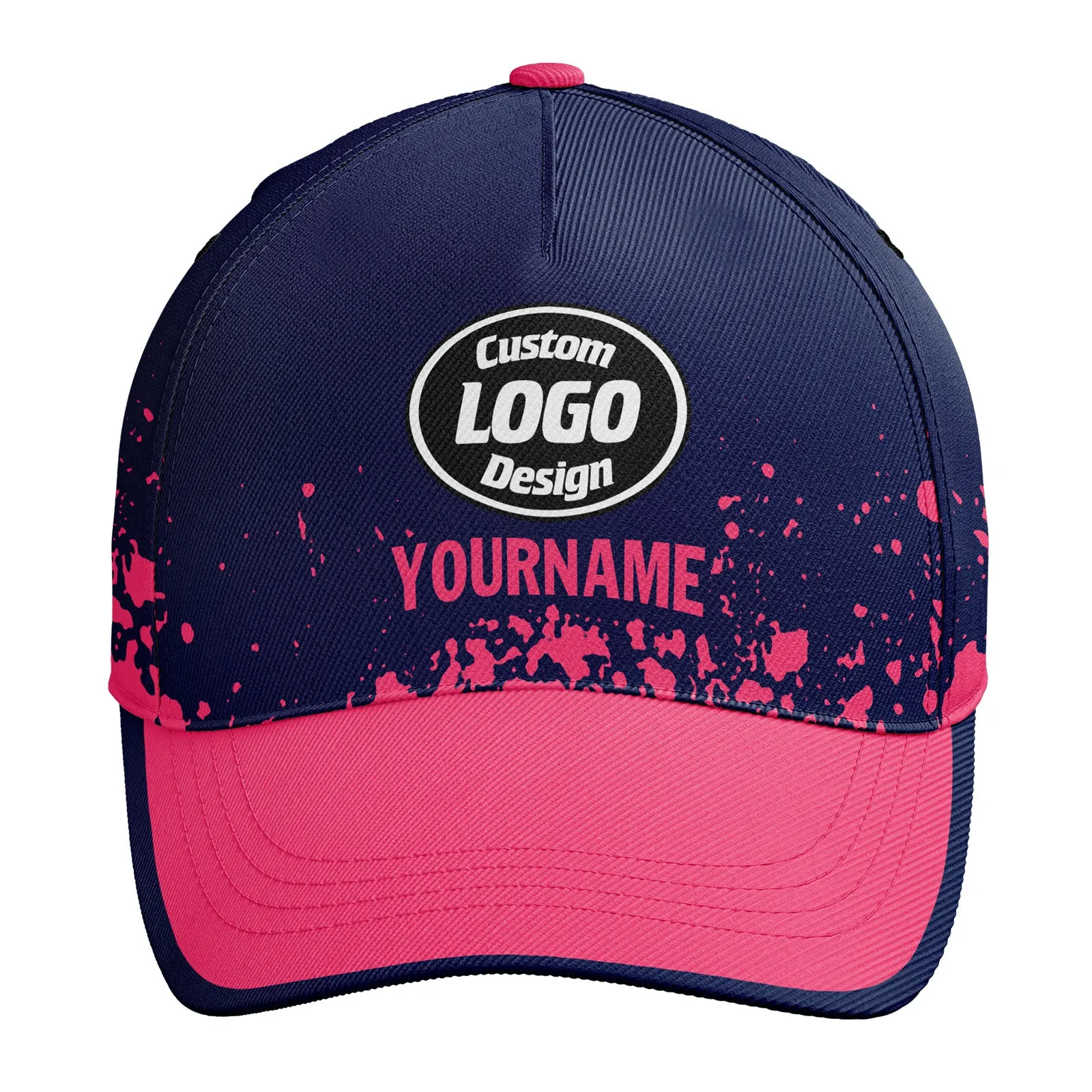 Custom Blue Pink Hat Sport Design Cap Stitched Adjustable Personalized YW061-D020231-1