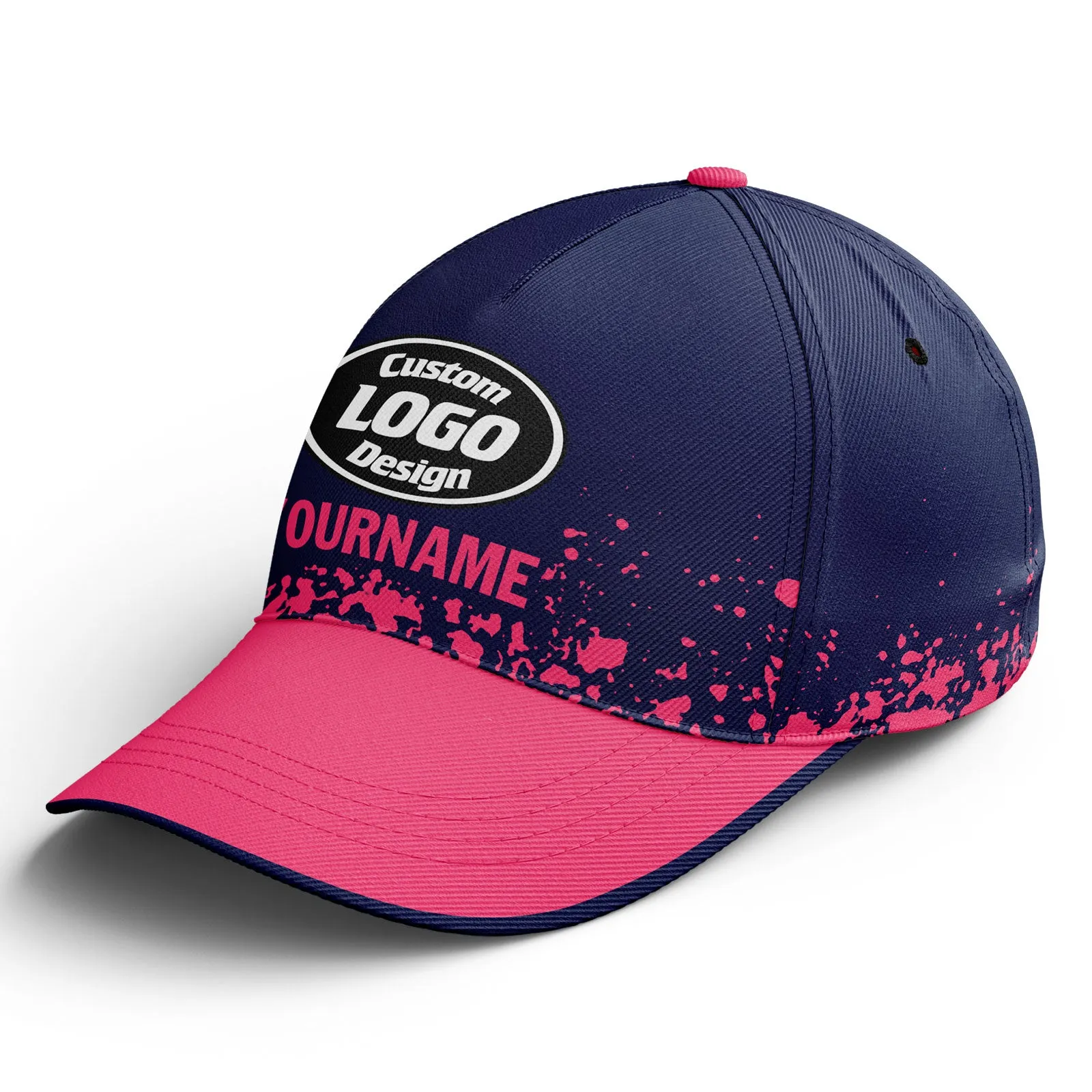 Custom Blue Pink Hat Sport Design Cap Stitched Adjustable Personalized YW061-D020231-1