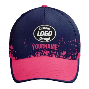 Custom Blue Pink Hat Sport Design Cap Stitched Adjustable Personalized YW061-D020231-1