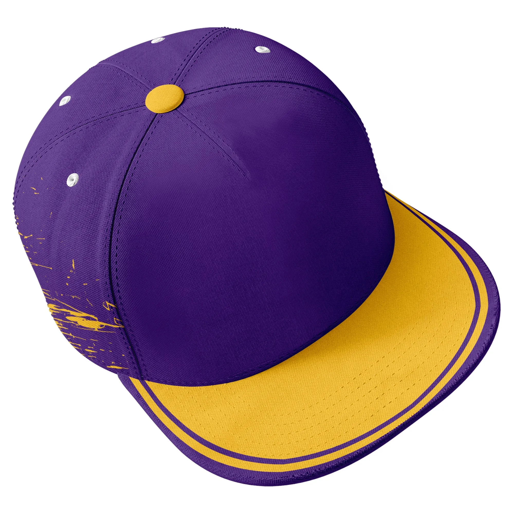 Custom Purple Yellow Minnesota Hat Sport Design Cap Stitched Adjustable Personalized PR067B-D020261-17