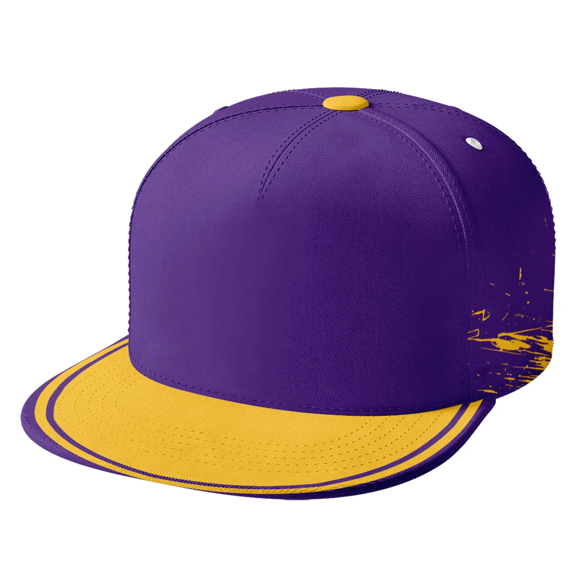 Custom Purple Yellow Minnesota Hat Sport Design Cap Stitched Adjustable Personalized PR067B-D020261-17