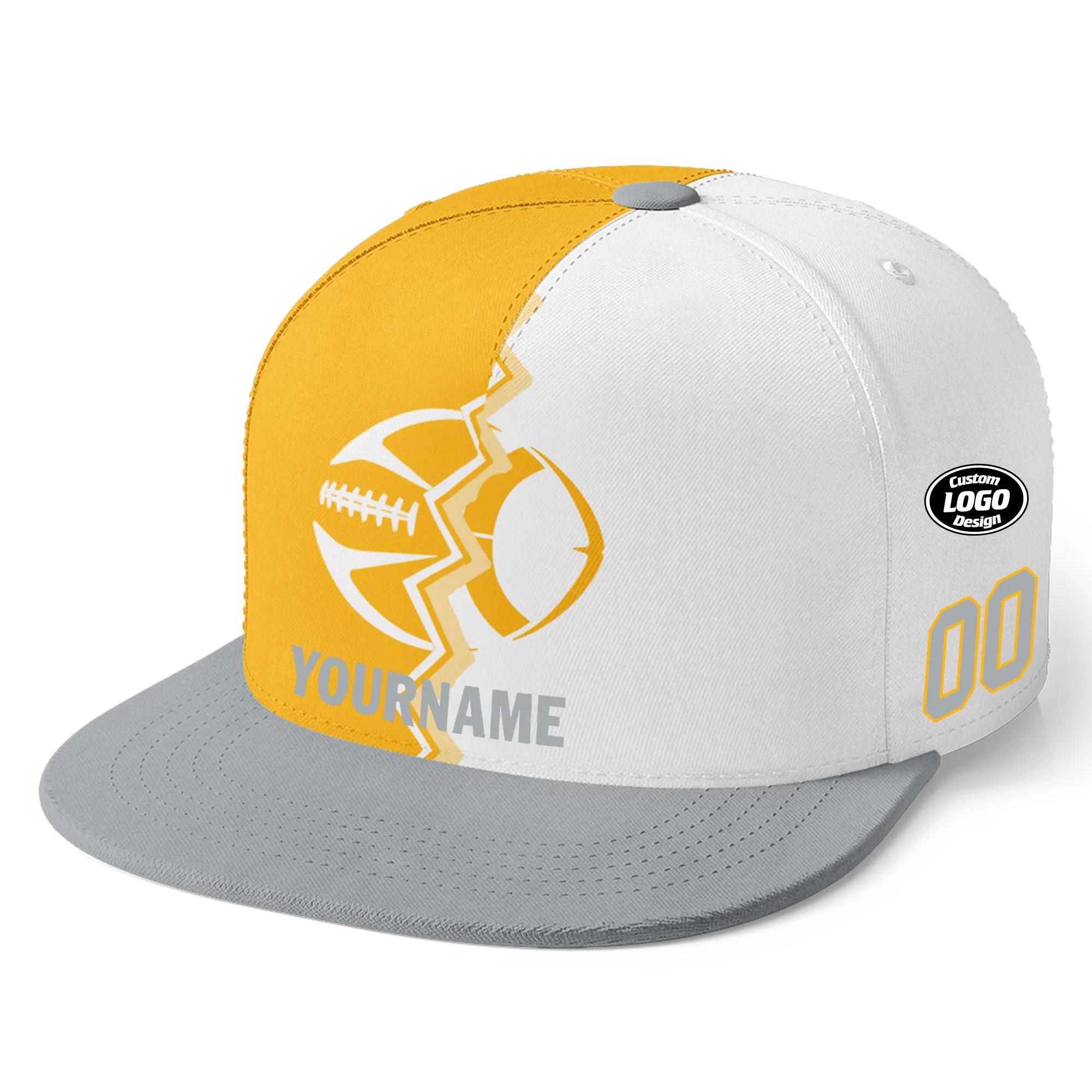 Custom Yellow White Pennsylvania Hat Sport Design Cap Stitched Adjustable Personalized PR067B-D028017-31