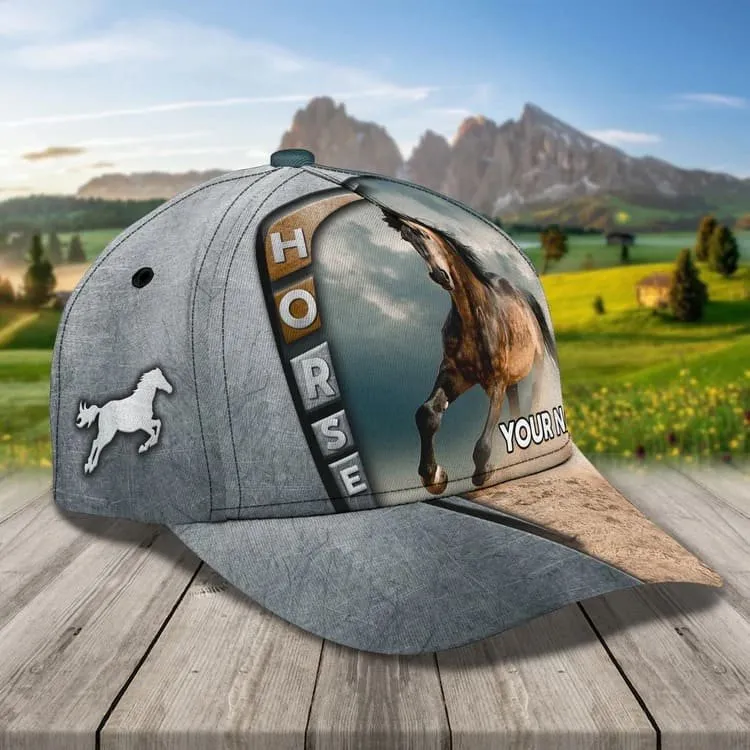 Customized Brown Horse Cap, 3D Baseball Cap Brown Horse Hat for Man