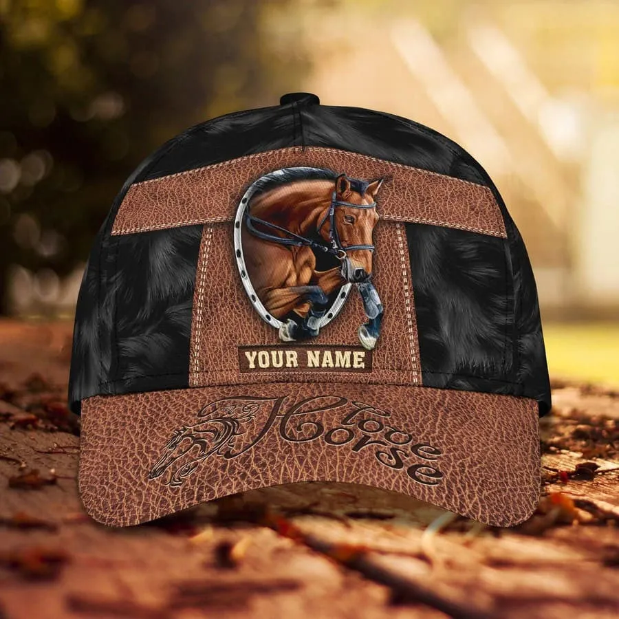 Customized Brown Horse Cap, 3D Baseball Cap Brown Horse Hat for Man