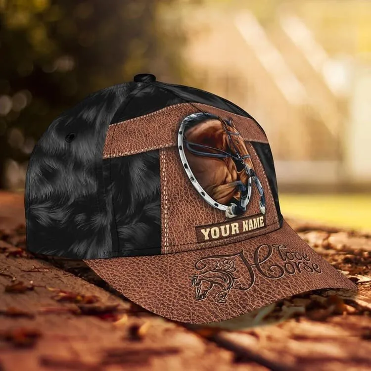 Customized Brown Horse Cap, 3D Baseball Cap Brown Horse Hat for Man