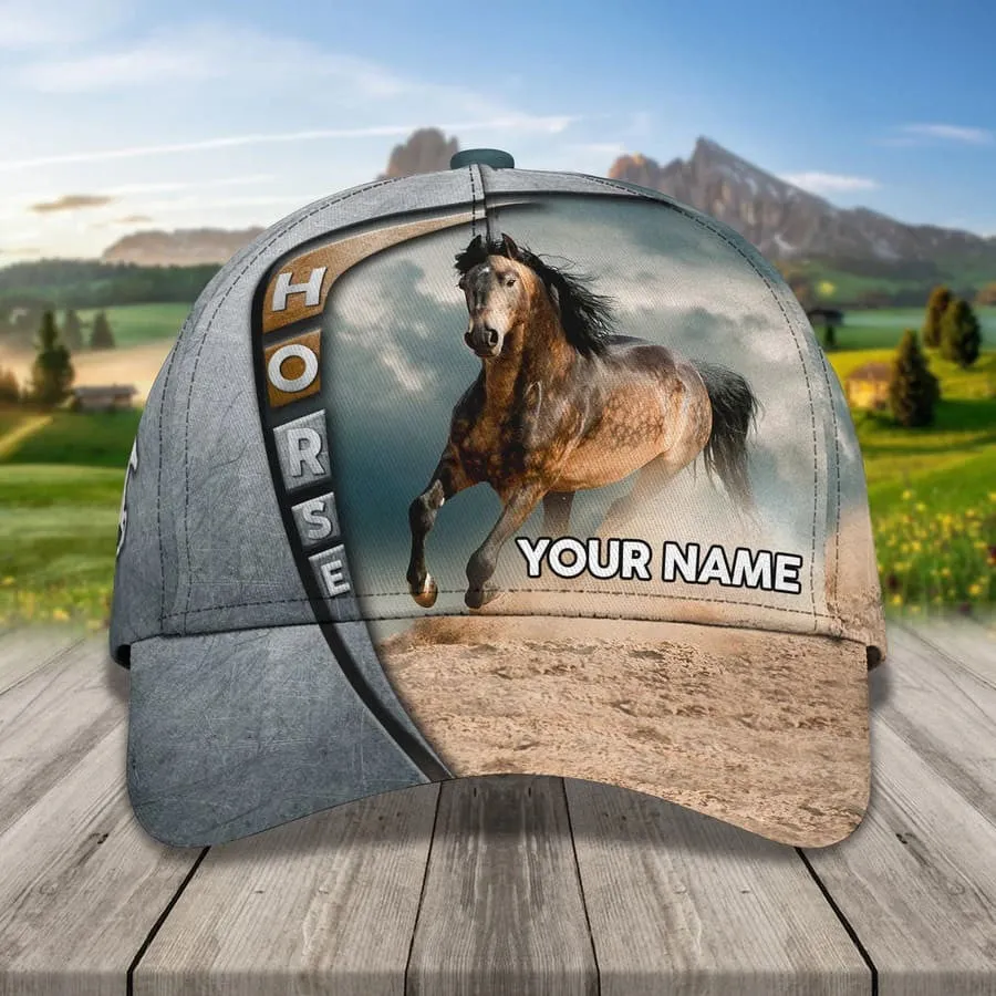 Customized Brown Horse Cap, 3D Baseball Cap Brown Horse Hat for Man