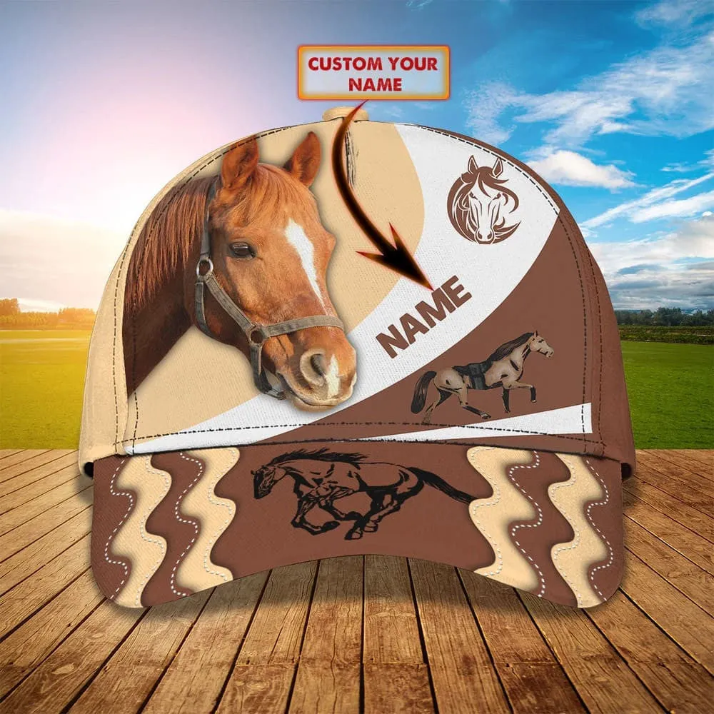 Customized Brown Horse Cap, 3D Baseball Cap Brown Horse Hat for Man