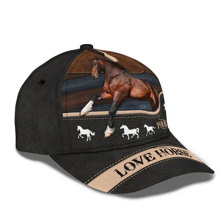 Customized Brown Horse Cap, 3D Baseball Cap Brown Horse Hat for Man