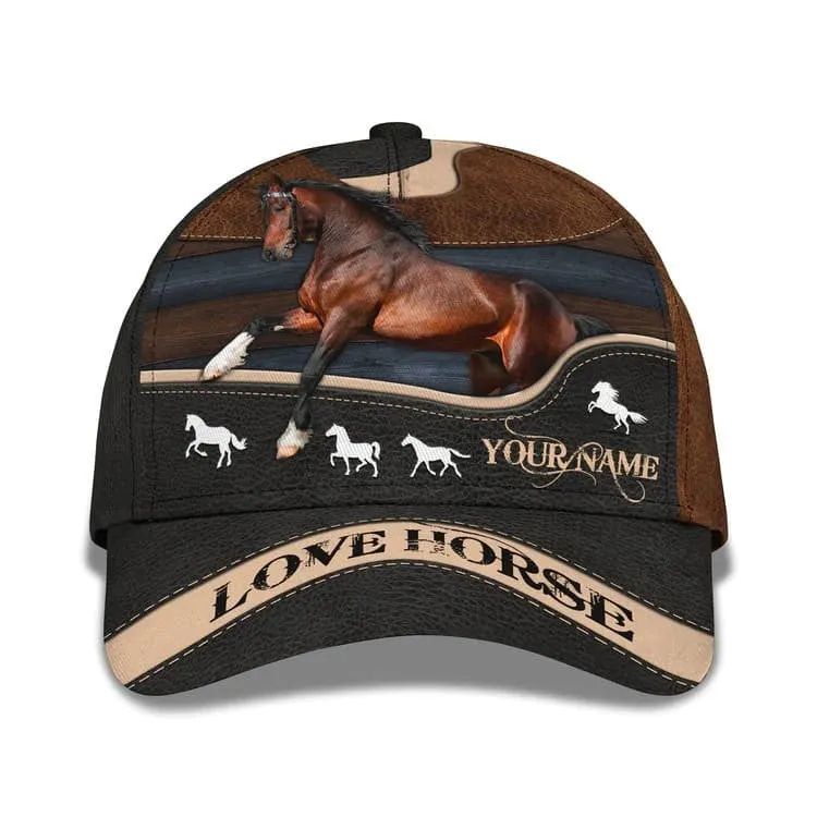 Customized Brown Horse Cap, 3D Baseball Cap Brown Horse Hat for Man