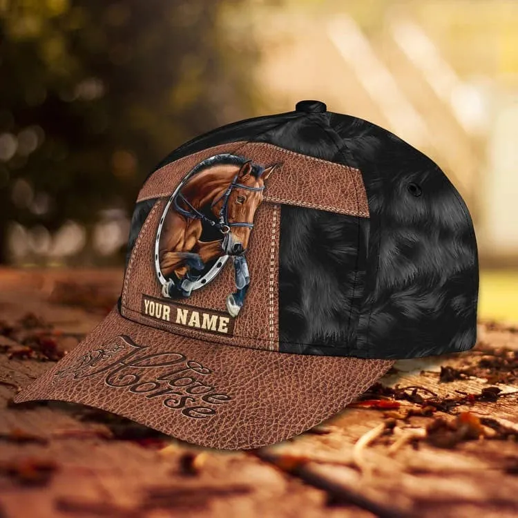 Customized Brown Horse Cap, 3D Baseball Cap Brown Horse Hat for Man