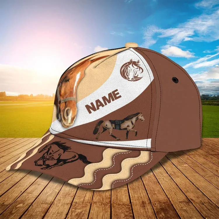 Customized Brown Horse Cap, 3D Baseball Cap Brown Horse Hat for Man