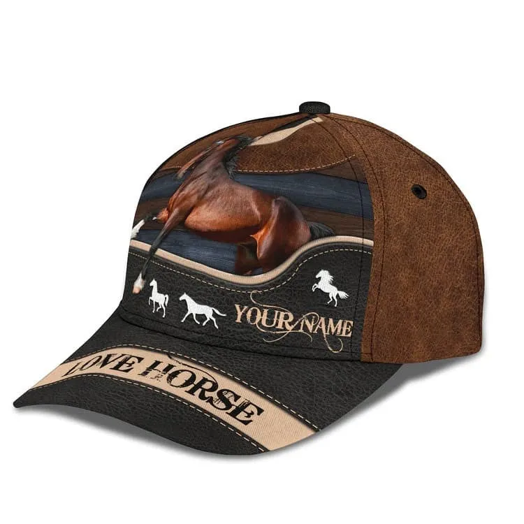 Customized Brown Horse Cap, 3D Baseball Cap Brown Horse Hat for Man