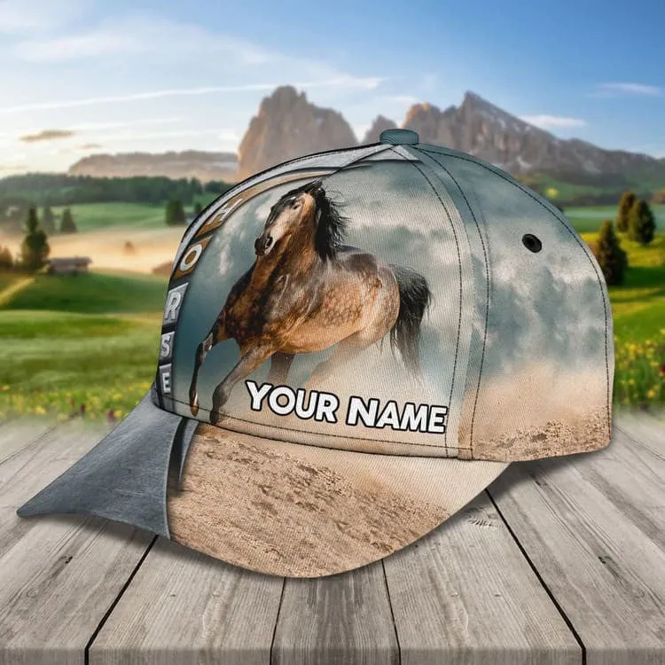 Customized Brown Horse Cap, 3D Baseball Cap Brown Horse Hat for Man