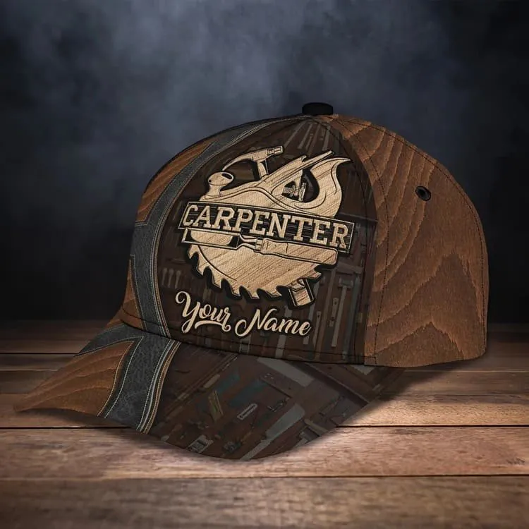 Customized Carpentry Logo 3D Vintage Cap for Man Who loves Carpentry, Carpenter Hat Gift for Daddy