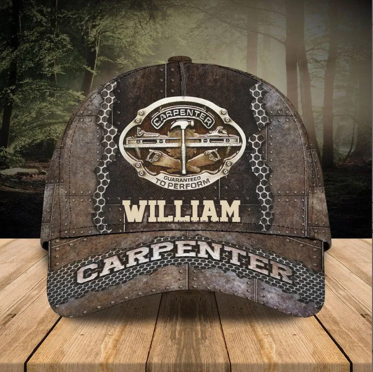 Customized Carpentry Logo 3D Vintage Cap for Man Who loves Carpentry, Carpenter Hat Gift for Daddy