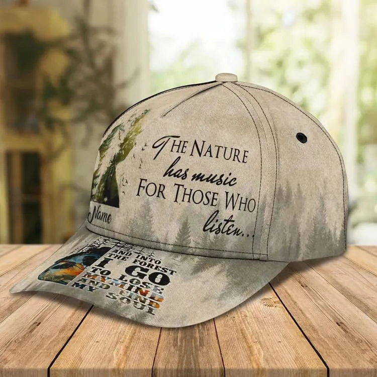 Customized Hiking Man 3D Classic Cap, Hiking Hat for Boyfriend - The Nature has music for Who listen Cap