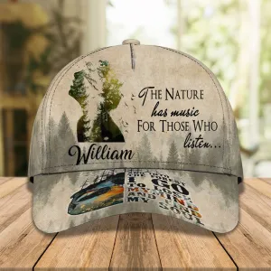 Customized Hiking Man 3D Classic Cap, Hiking Hat for Boyfriend - The Nature has music for Who listen Cap