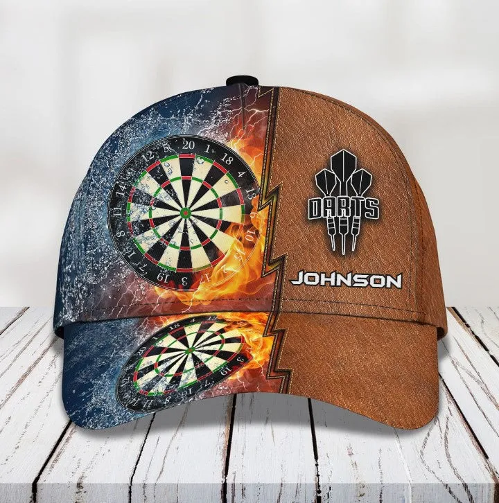 Customized Let's Play Dart 3D Baseball Cap for Her, Leather Pattern Dart Hat for Darts Lovers