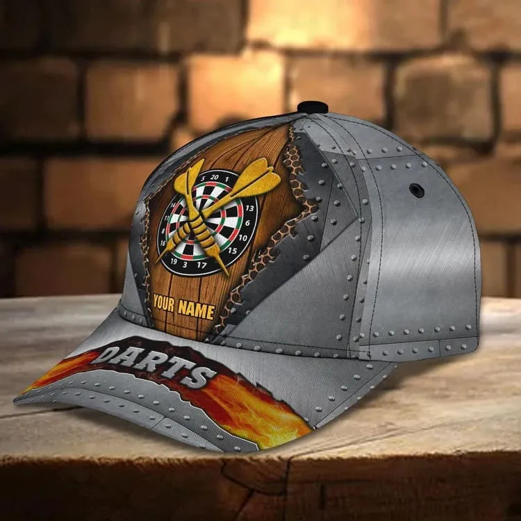 Customized Let's Play Dart 3D Baseball Cap for Her, Leather Pattern Dart Hat for Darts Lovers