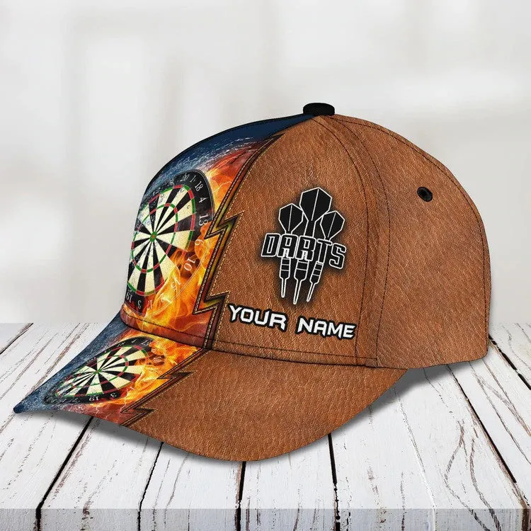 Customized Let's Play Dart 3D Baseball Cap for Her, Leather Pattern Dart Hat for Darts Lovers