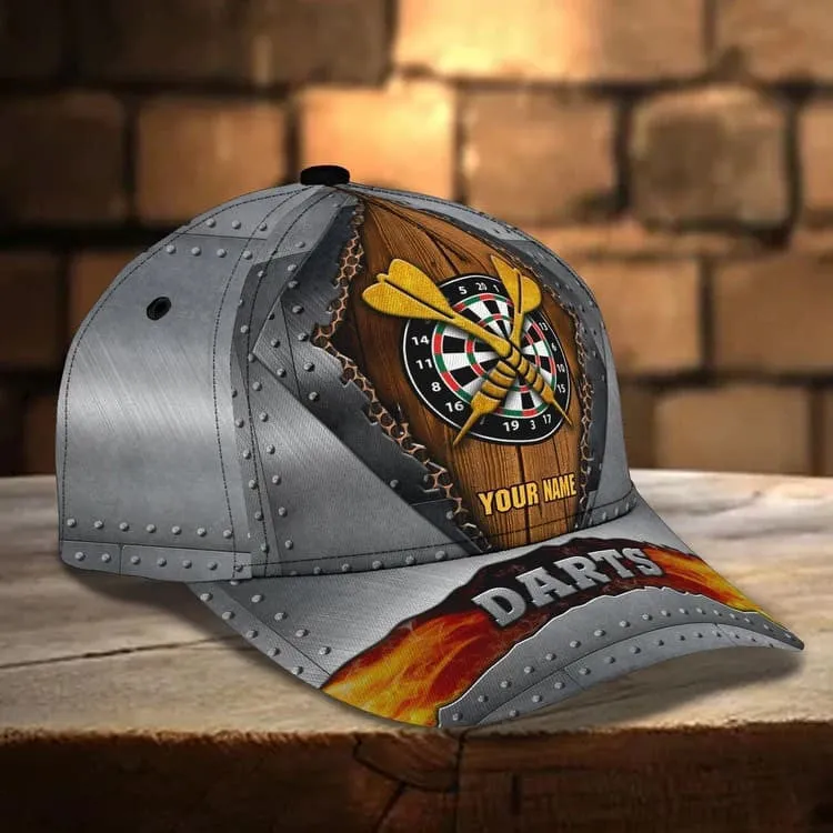 Customized Let's Play Dart 3D Baseball Cap for Her, Leather Pattern Dart Hat for Darts Lovers