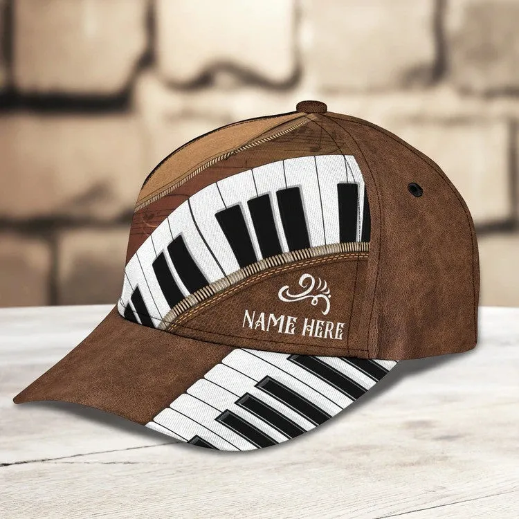 Customized Piano 3D Baseball Cap for Girl, Leather Pattern Piano Hat for Girlfriend, Hat for Pianist