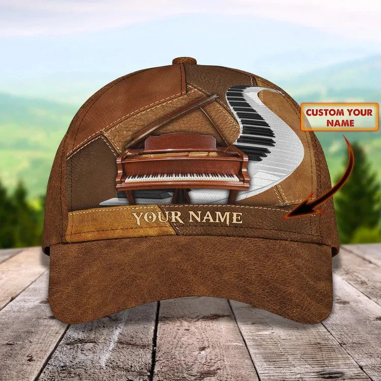 Customized Piano 3D Baseball Cap for Girl, Leather Pattern Piano Hat for Girlfriend, Hat for Pianist