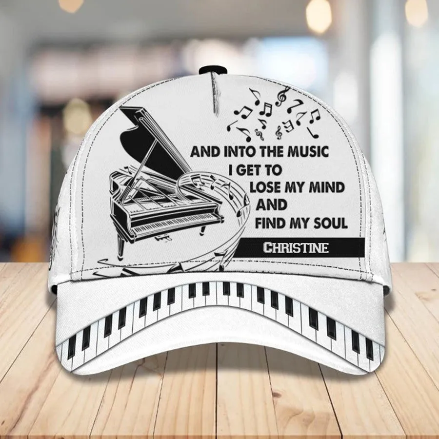 Customized Piano 3D Baseball Cap for Girl, Leather Pattern Piano Hat for Girlfriend, Hat for Pianist