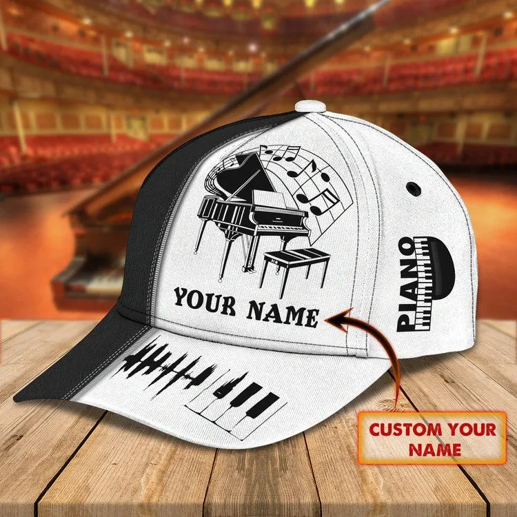 Customized Piano 3D Baseball Cap for Girl, Leather Pattern Piano Hat for Girlfriend, Hat for Pianist