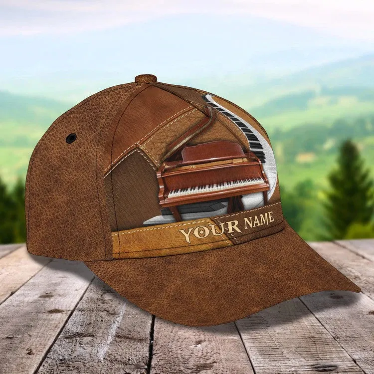 Customized Piano 3D Baseball Cap for Girl, Leather Pattern Piano Hat for Girlfriend, Hat for Pianist