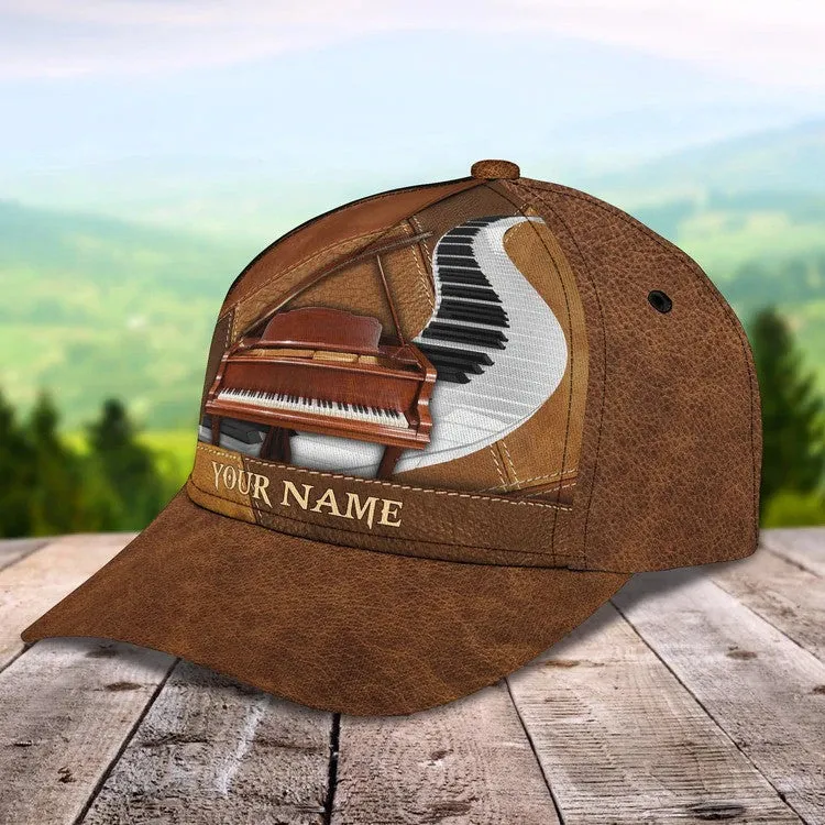 Customized Piano 3D Baseball Cap for Girl, Leather Pattern Piano Hat for Girlfriend, Hat for Pianist