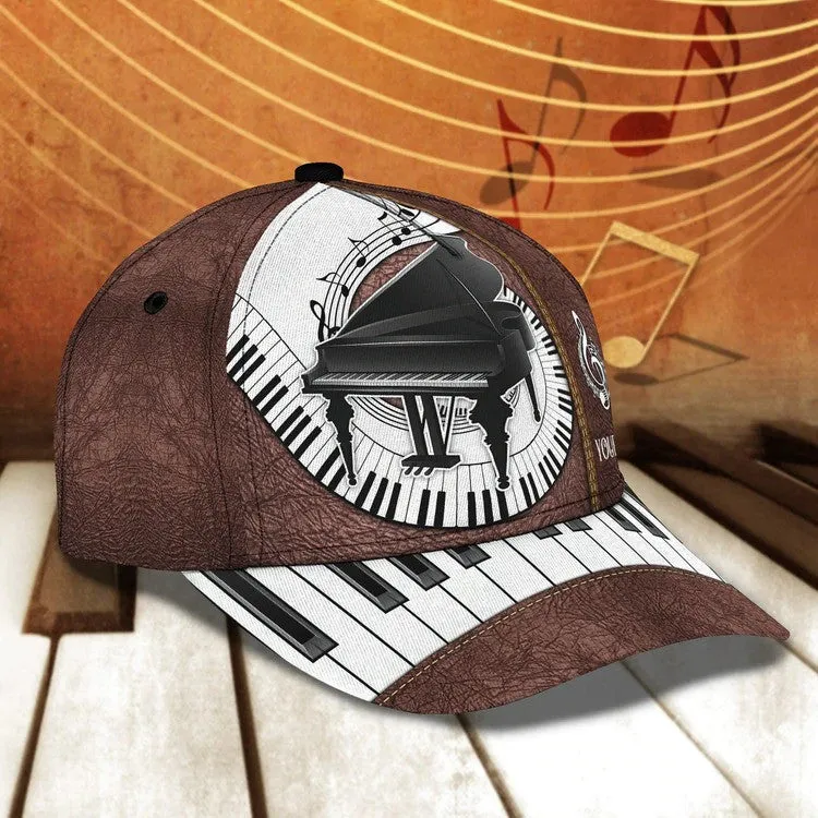 Customized Piano 3D Baseball Cap for Girl, Leather Pattern Piano Hat for Girlfriend, Hat for Pianist